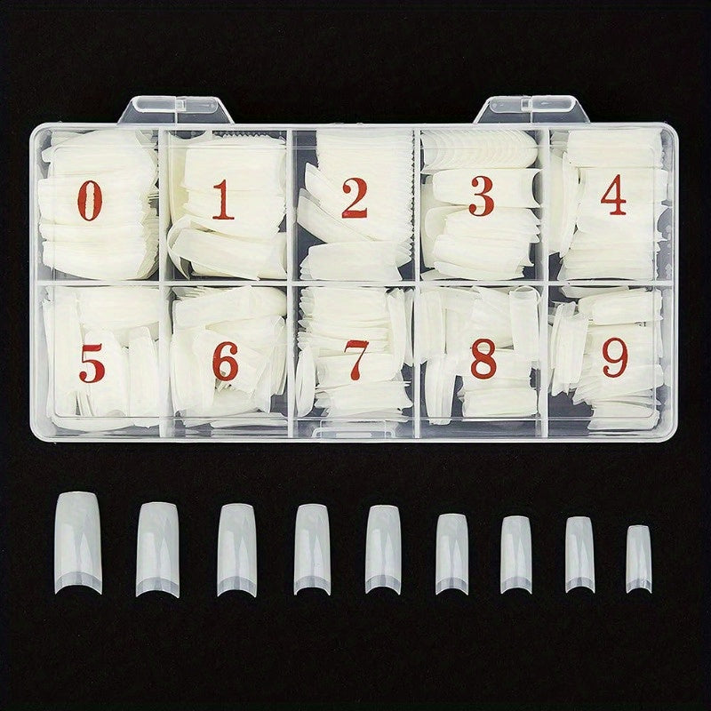 Acrylic Nail Tips Natural 500pcs French Artificial False Tip for Manicure Nails Art Salons and Home DIY